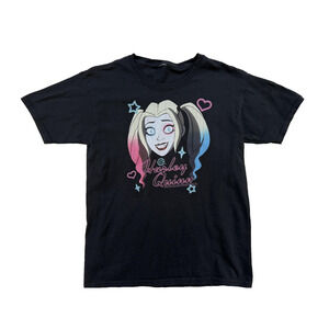 Harley Quinn Shirt Youth Large Black DC Comics Graphic Tee Cartoon Superhero